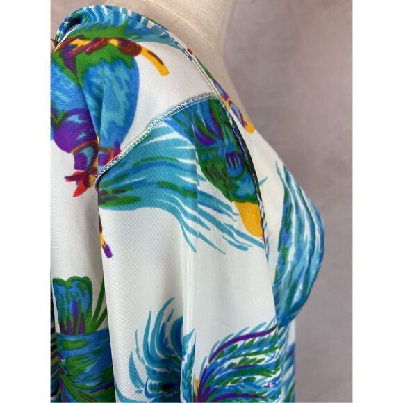 Vintage Mod 1970s Birds-of-Paradise Maxi Abstract Dress - Picture 6 of 6